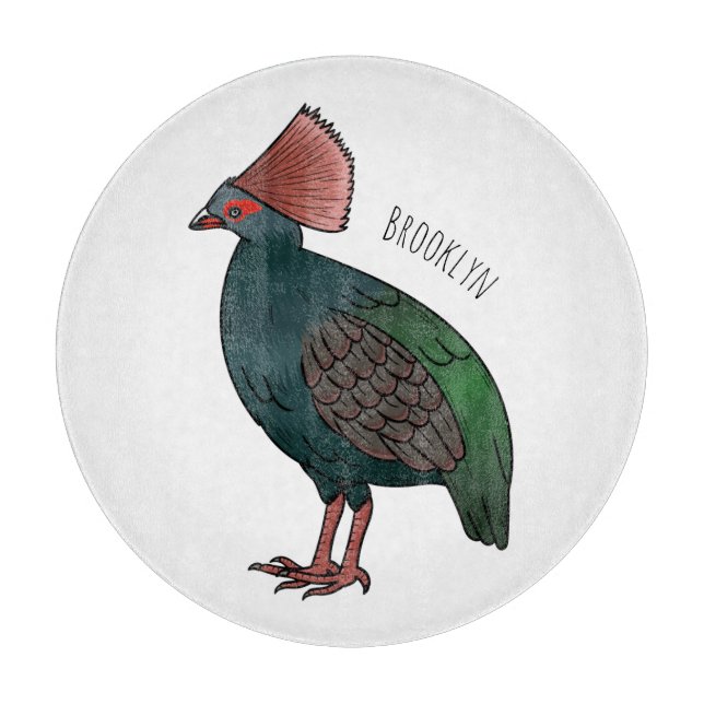 Crested partridge bird cartoon illustration  cutting board (Front)
