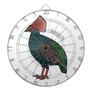 Crested partridge bird cartoon illustration dartboard