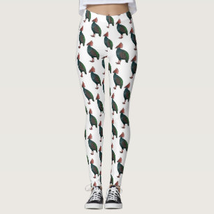 Crested partridge bird cartoon illustration leggings