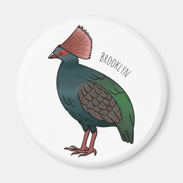 Crested partridge bird cartoon illustration  magnet (Front)
