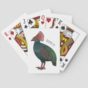 Crested partridge bird cartoon illustration playing cards