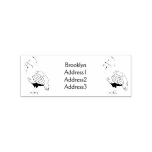Crested partridge bird cartoon illustration rubber stamp