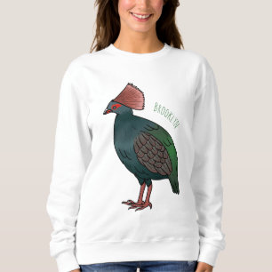 Crested partridge bird cartoon illustration sweatshirt