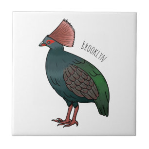 Crested partridge bird cartoon illustration  tile