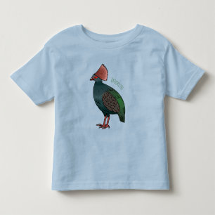 Crested partridge bird cartoon illustration toddler t-shirt