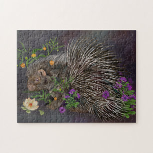 Crested Porcupine Bouquet Art Jigsaw Puzzle