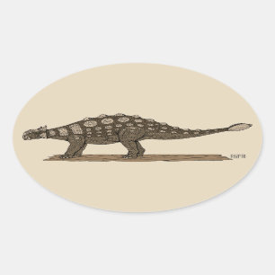 Cretaceous Dinosaur Ankylosaurus Oval Sticker