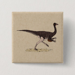 Cretaceous Dinosaur Ornithomimus 2 Inch Square Button