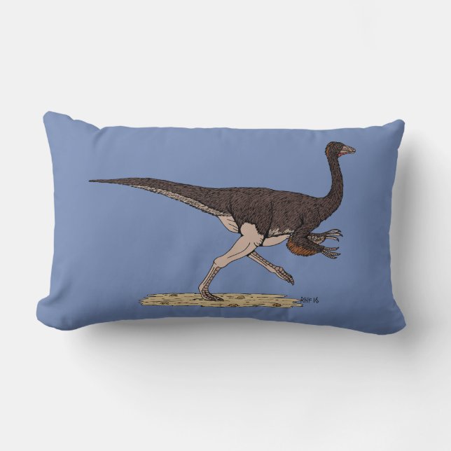 Cretaceous Dinosaur Ornithomimus Lumbar Pillow (Front)