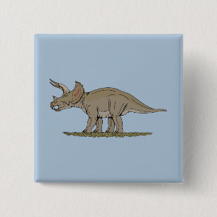 Cretaceous Dinosaur Triceratops 2 Inch Square Button