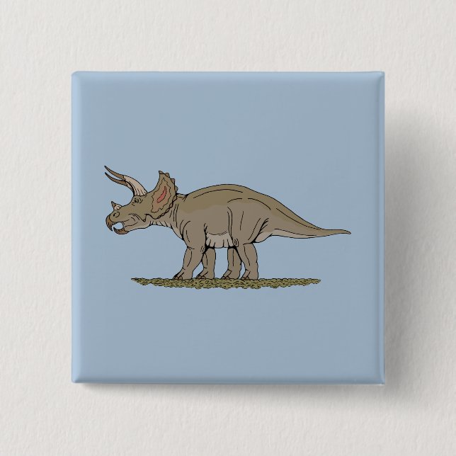 Cretaceous Dinosaur Triceratops 2 Inch Square Button (Front)
