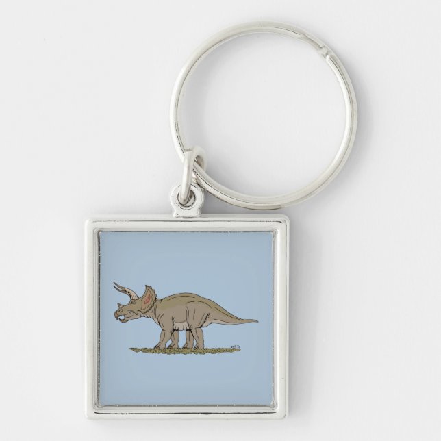 Cretaceous Dinosaur Triceratops Keychain (Front)
