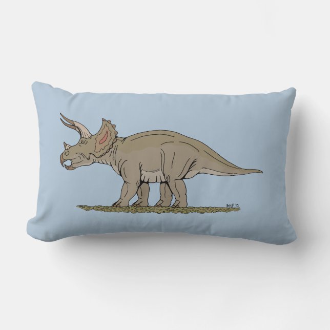 Cretaceous Dinosaur Triceratops Lumbar Pillow (Front)
