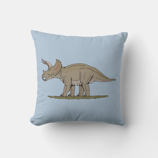 Cretaceous Dinosaur Triceratops Throw Pillow (Front)