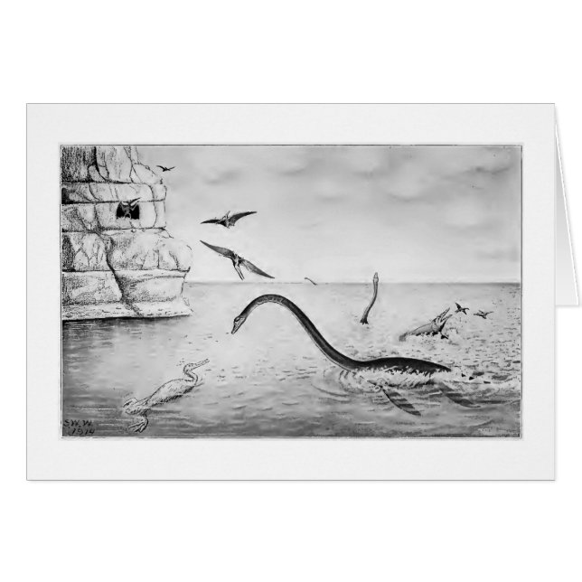 Cretaceous Plesiosaur art card (Front Horizontal)
