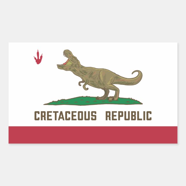 Cretaceous Republic California Flag T-rex Dinosaur Sticker (Front)