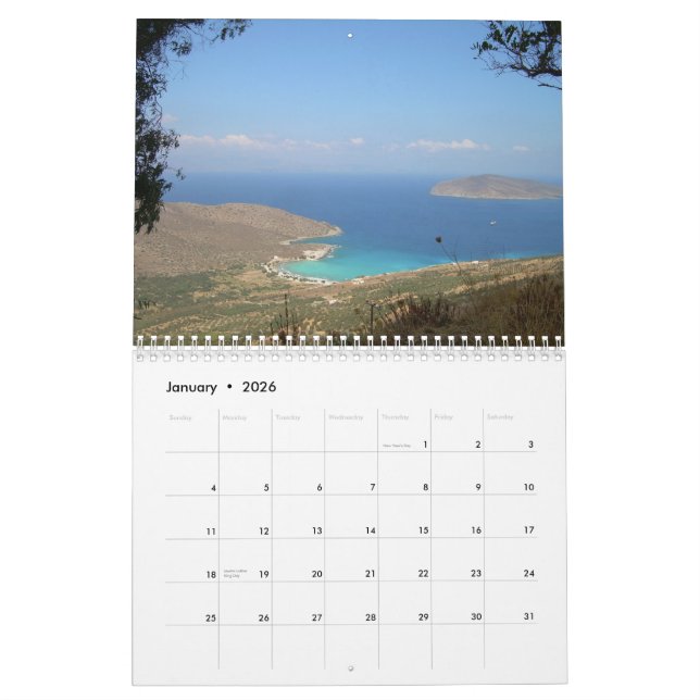 CRETE, Calendrier Mur GRÈCE (Jan 2026)