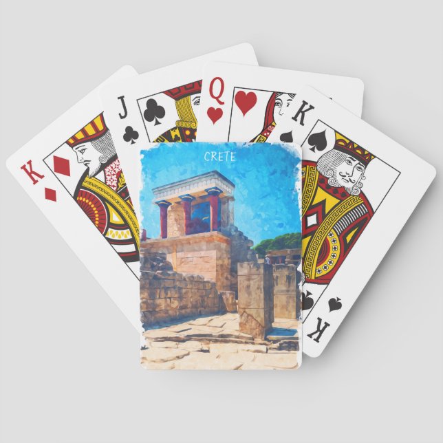 Crete Greece Ancient Temple Watercolor Playing Cards (Back)