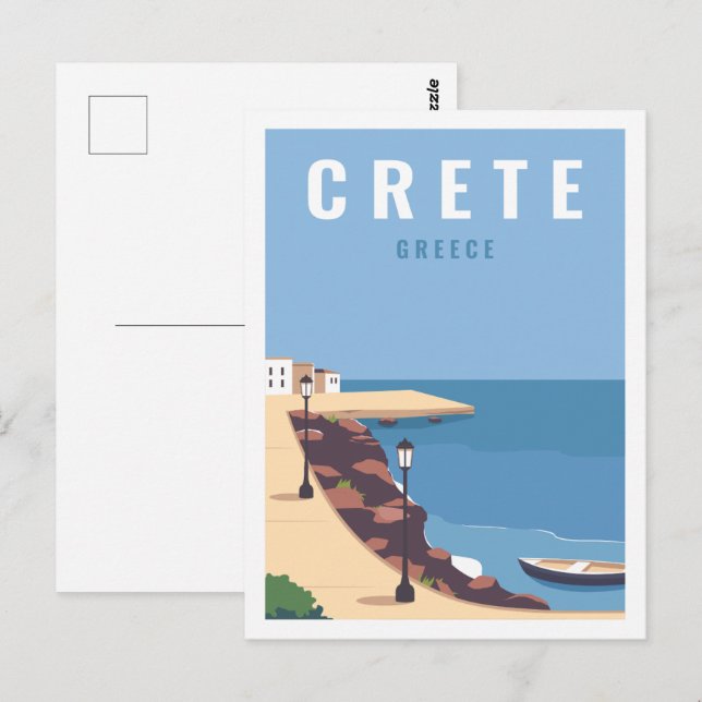 Crete Greece Famous Travel Place Illustration Postcard (Front/Back)