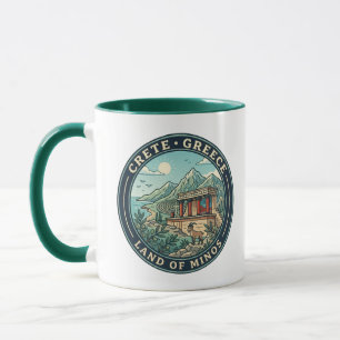 Crete Greece Illustration Travel Art Badge Mug