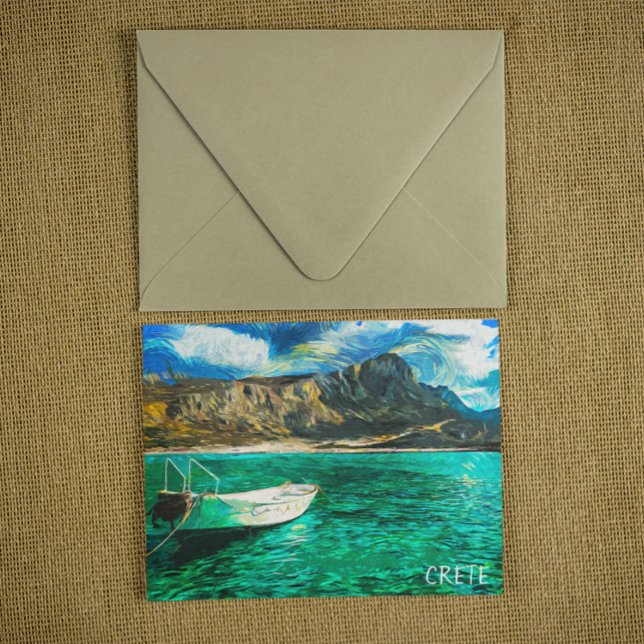 Crete Greece Ocean Oil Painting Postcard (crete greece oil painting postcard)