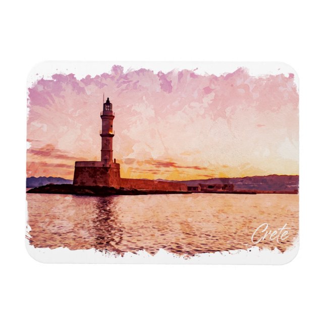 Crete Greece Oil Paint Sunset Art Magnet (Horizontal)
