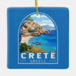 Crete Greece Travel Art Vintage Ceramic Ornament<br><div class="desc">Crete retro vector travel design. Crete is the largest island in Greece,  and the fifth largest one in the Mediterranean Sea.</div>