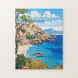 Crete Greece Travel Art Vintage Jigsaw Puzzle<br><div class="desc">Crete retro vector travel design. Crete is the largest island in Greece,  and the fifth largest one in the Mediterranean Sea.</div>