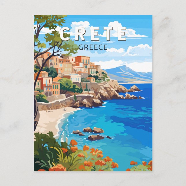 Crete Greece Travel Art Vintage Postcard (Front)