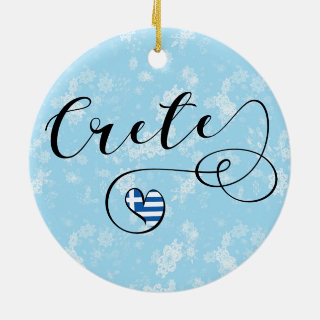 Crete Heart Flag, Greece, Cretan Ceramic Ornament (Back)