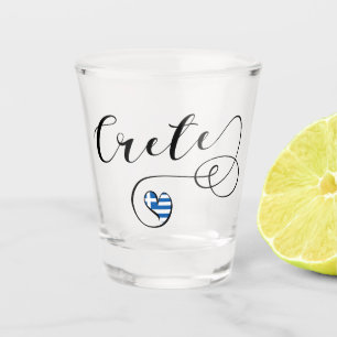 Crete Heart Flag, Greece, Cretan Shot Glass