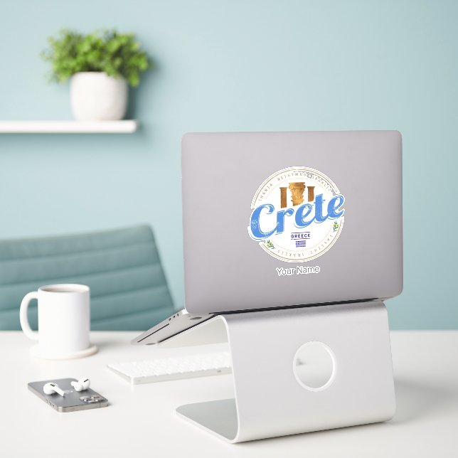Crete Island Greece Retro Vintage Holiday Souvenir (Laptop On Desk)
