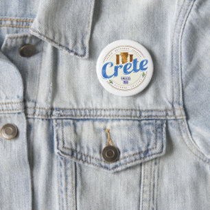 Crete Island Greece Retro Vintage Holiday Souvenir 2 Inch Round Button