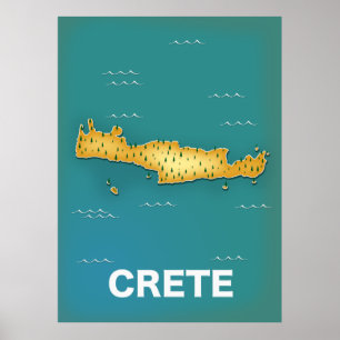 Crete map travel poster