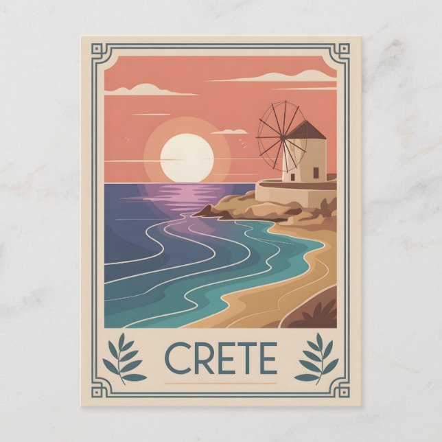 Crete vintage minimalistic postcard (Front)