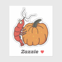 Crevettes d'Halloween sur un Autocollant Citrouill