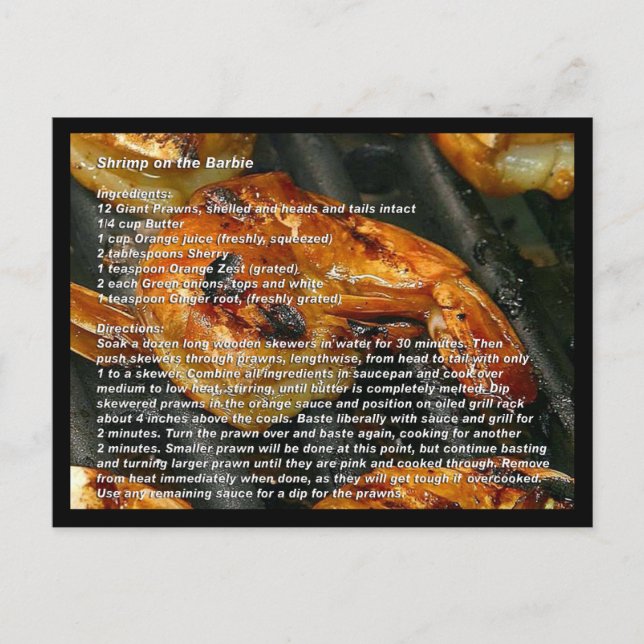 Crevettes sur la carte de recette (Devant)