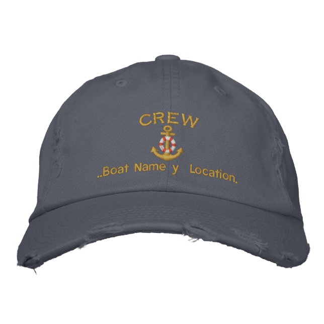 Crew Anchor Your Boat Name Your Name or Both Embroidered Hat (Front)