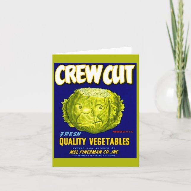Crew Cut vegetable crate label Note Card (Front)