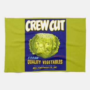 Crew Cut vegetable crate label print Kitchen Towel