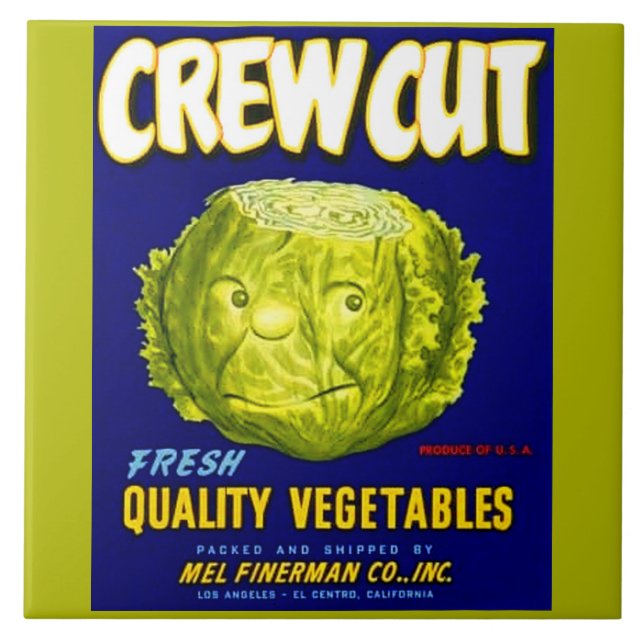 Crew Cut vegetable crate label Tile (Front)