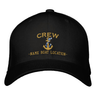 CREW Elegant Rope Anchor Your Boat Name or Both Embroidered Hat