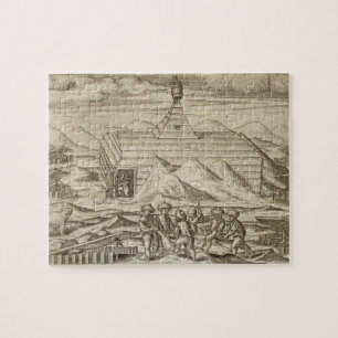 Crew killing and skinning bears, outside the cabi jigsaw puzzle