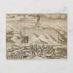 Crew killing and skinning bears, outside  the cabi postcard