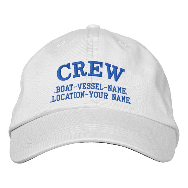 CREW Personalize it! Boat Name Your Name Embroidered Hat (Front)