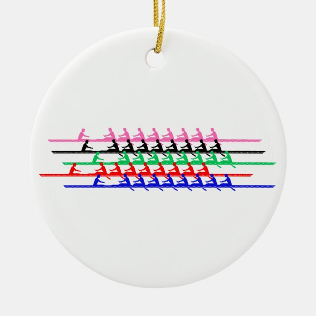 Crew Race Rowers Rowing - Up to Five Boats #2 Ceramic Ornament (Front)