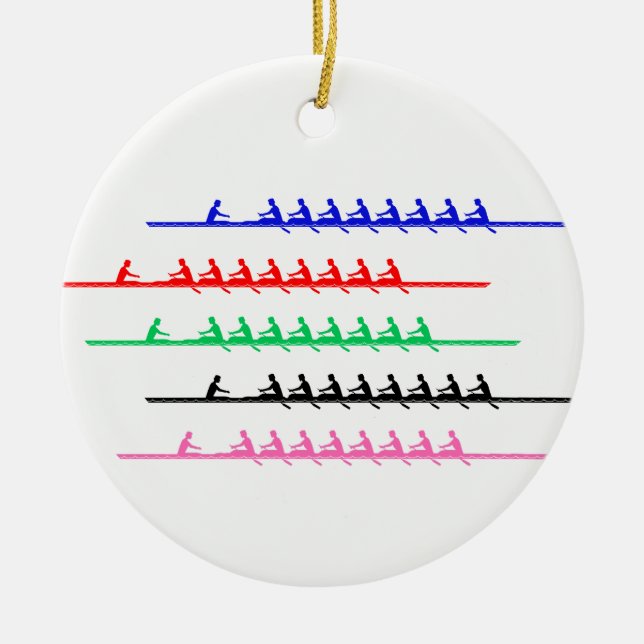 Crew Race Rowers Rowing - Up to Five Boats Ceramic Ornament (Front)