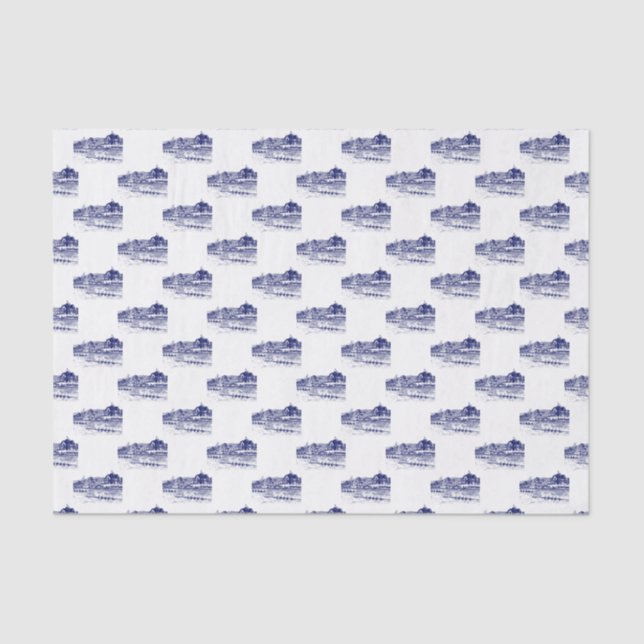 Crew Rowers Race With Boathouse Blue Tissue Paper (Front)