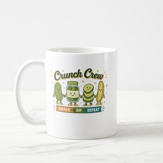 Crew Snack Sip Repeat Funny Food Lover [ Coffee Mug (Left)
