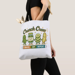Crew Snack Sip Repeat Funny Food Lover [ Tote Bag